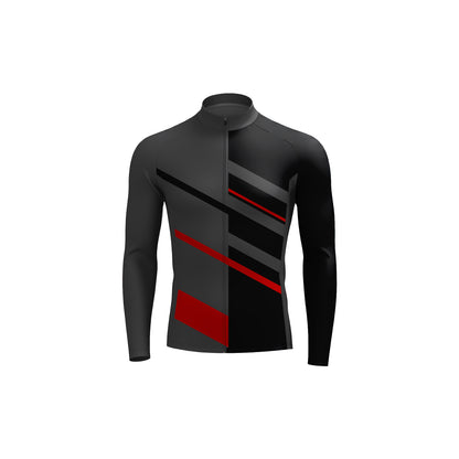Grey Red Men's Long Sleeve Cycling Kit