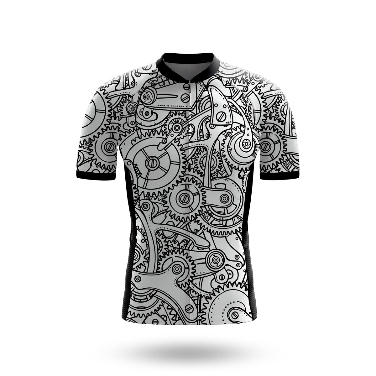 Black White Gears Men's Short Sleeve Cycling Kit