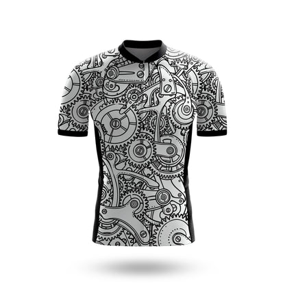 Black White Gears Men's Short Sleeve Cycling Kit