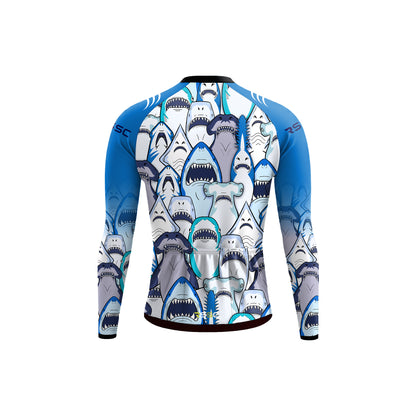 Shark Swarm Blue Men's Long Sleeve Cycling Kit