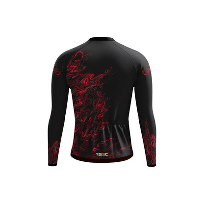 black-red fluid Men's Long Sleeve Cycling Kit