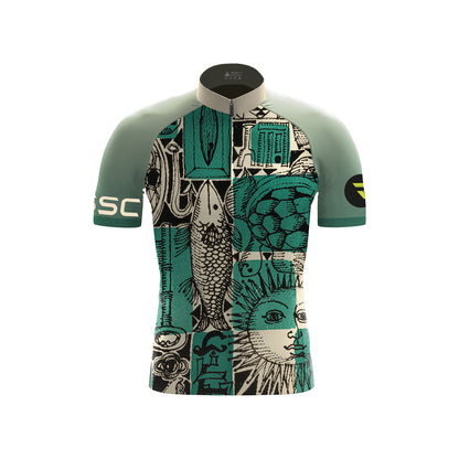 Celadon Sun-Fish Vintage Men's Short Sleeve Cycling Kit