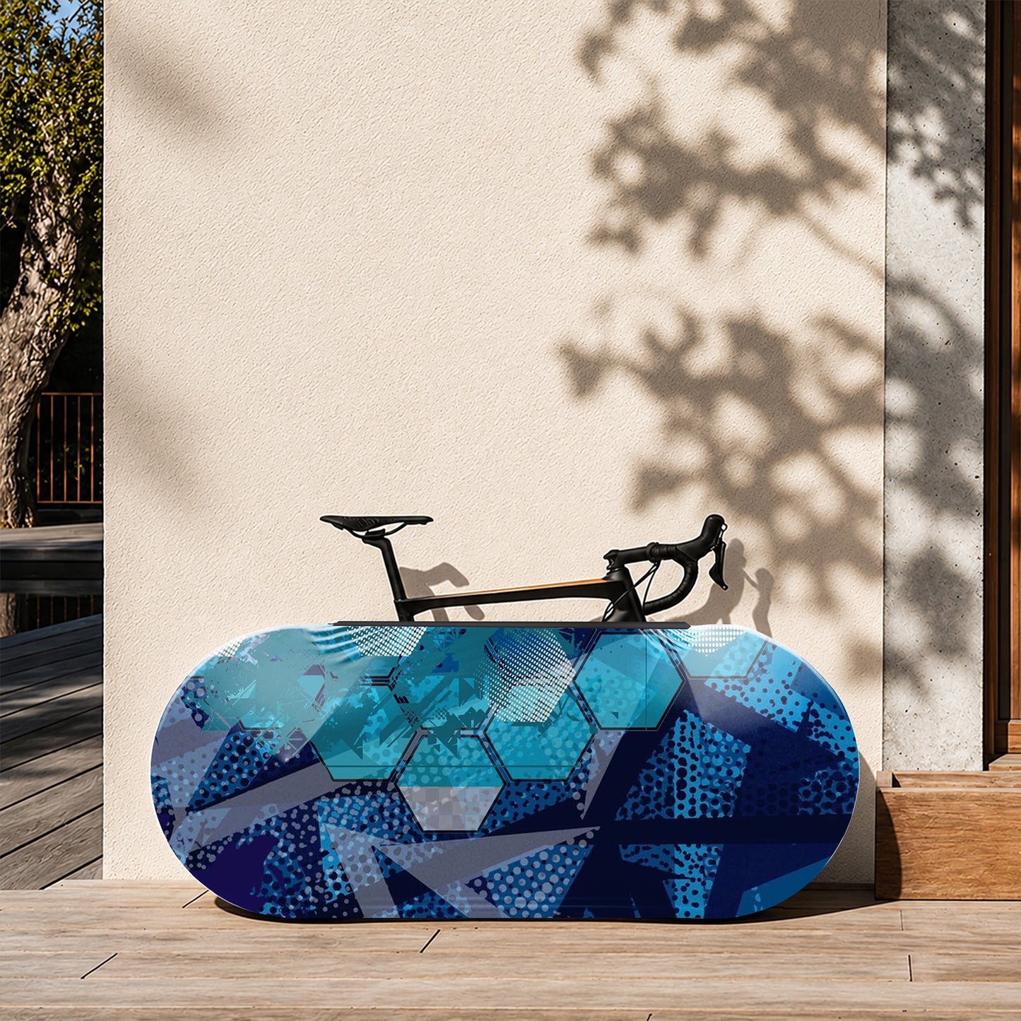 Abstract Geometric Blueprint Bicycle Wheels Cover
