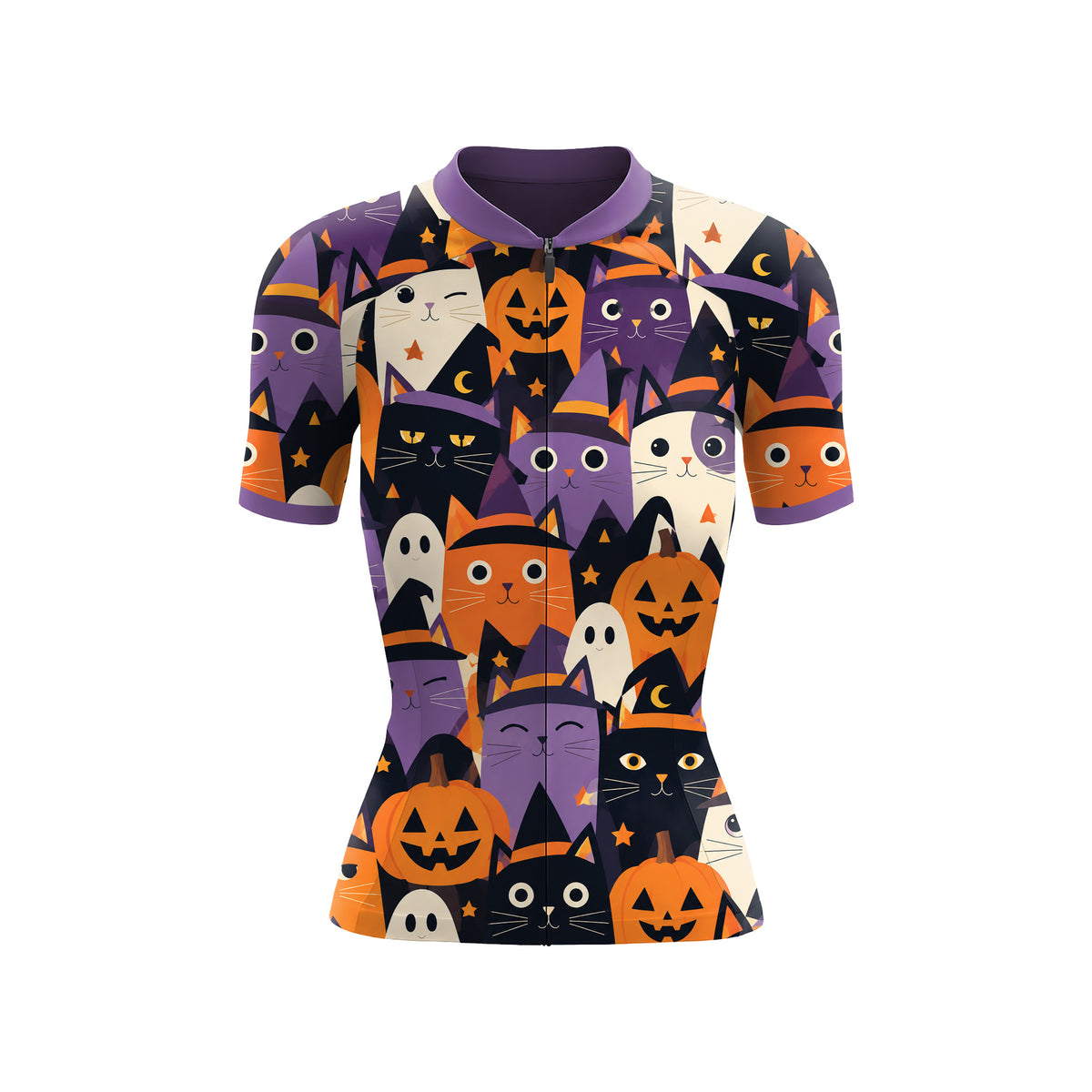 Kurzarm-Radtrikot für Damen „Neon Punk Skull“