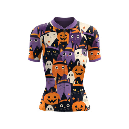 Kurzarm-Radtrikot für Damen „Neon Punk Skull“