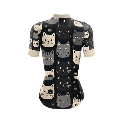Happy Emoticon Cat Women's Short Sleeve Cycling Kit