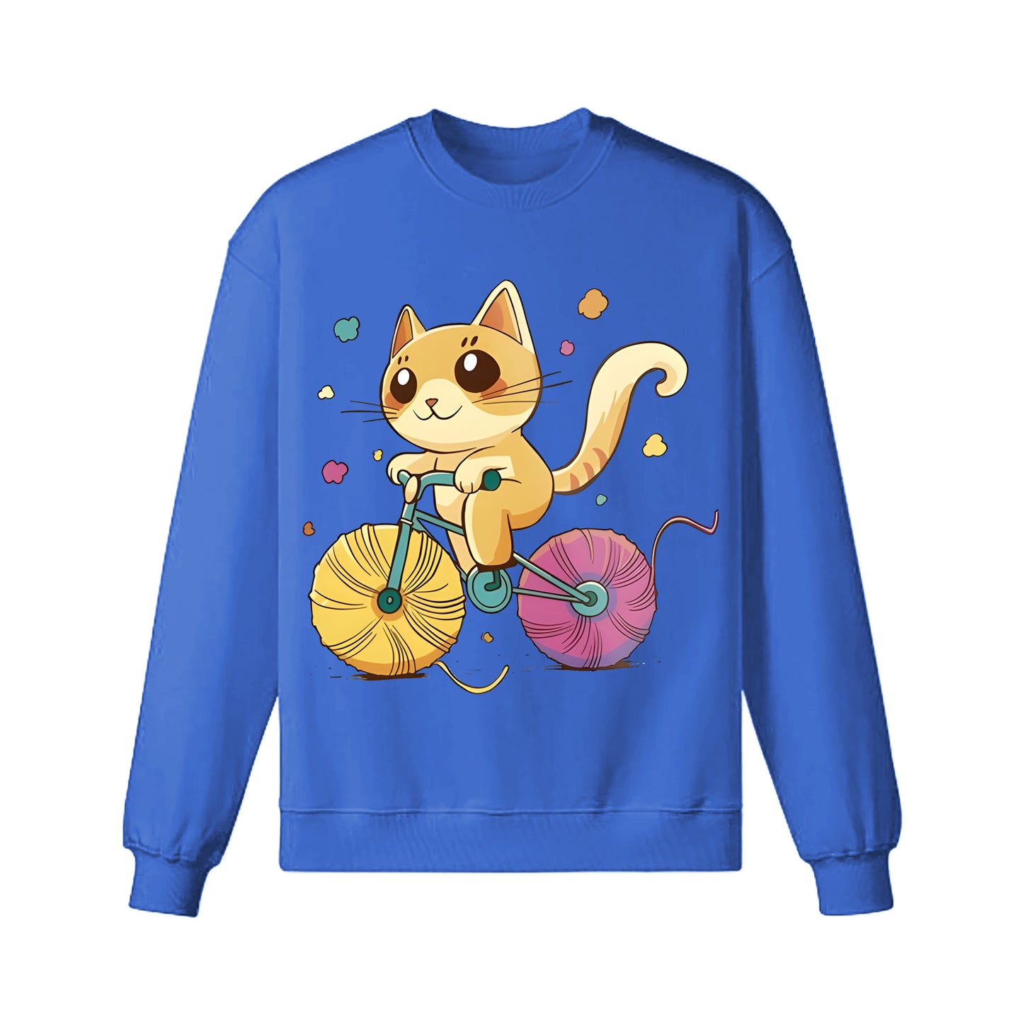 A Cartoon Cat Riding A Bicycle Sweatshirt