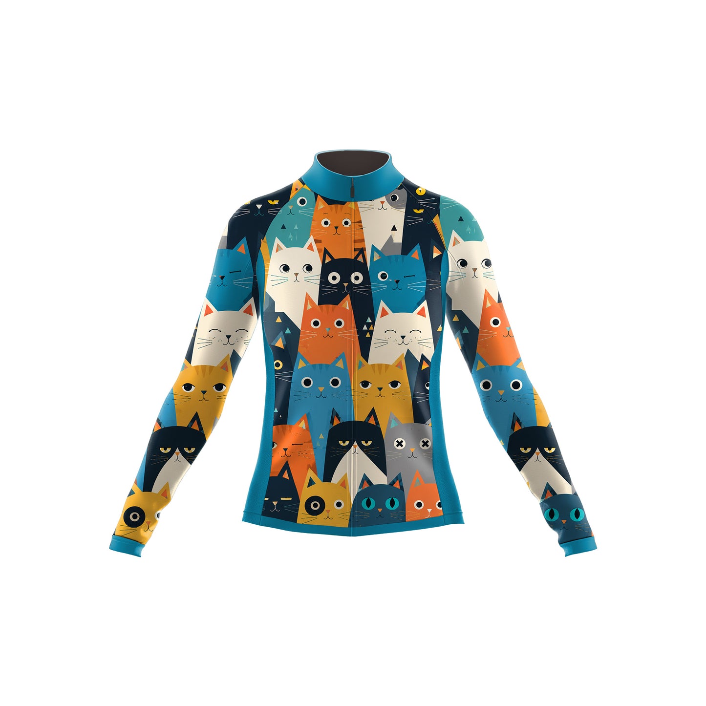 Cartoon Cat Women's Long Sleeve Cycling Kit
