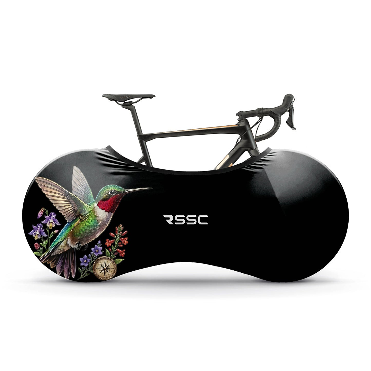 Hummingbird Among Flowers Bicycle Wheels Cover