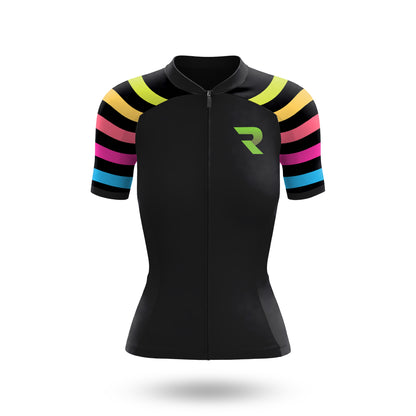 Colorful Black Women's Short Sleeve Cycling Kit