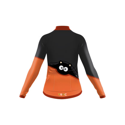 big-eyed black cat Women's Long Sleeve Cycling Kit