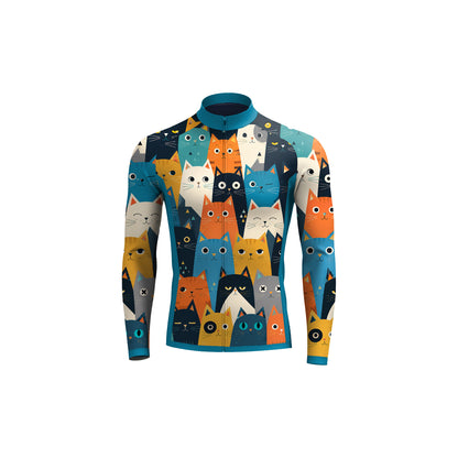 Cartoon Cat Men's Long Sleeve Cycling Kit