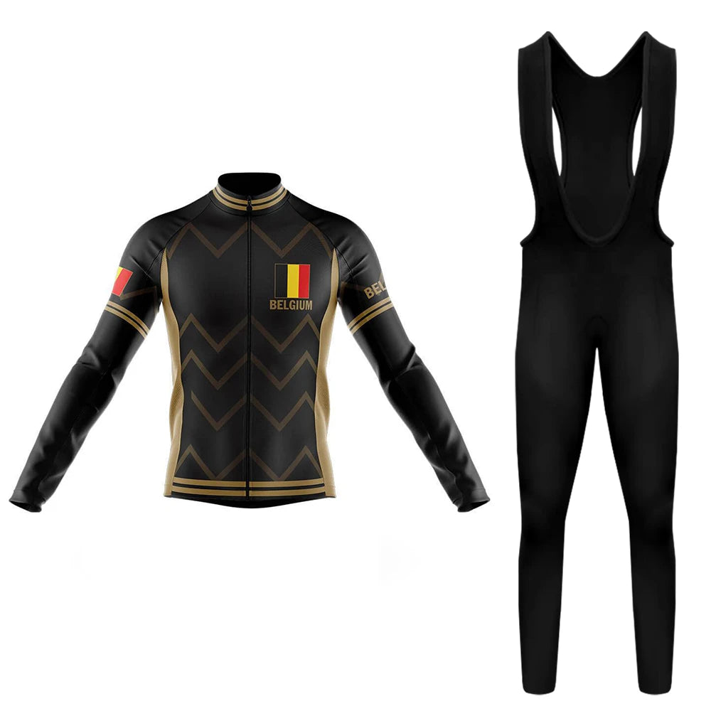 Tenue de cyclisme à manches longues pour hommes de la Belgique