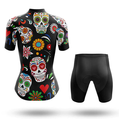 Colorful Sugar Skulls Women's Short Sleeve Cycling Kit