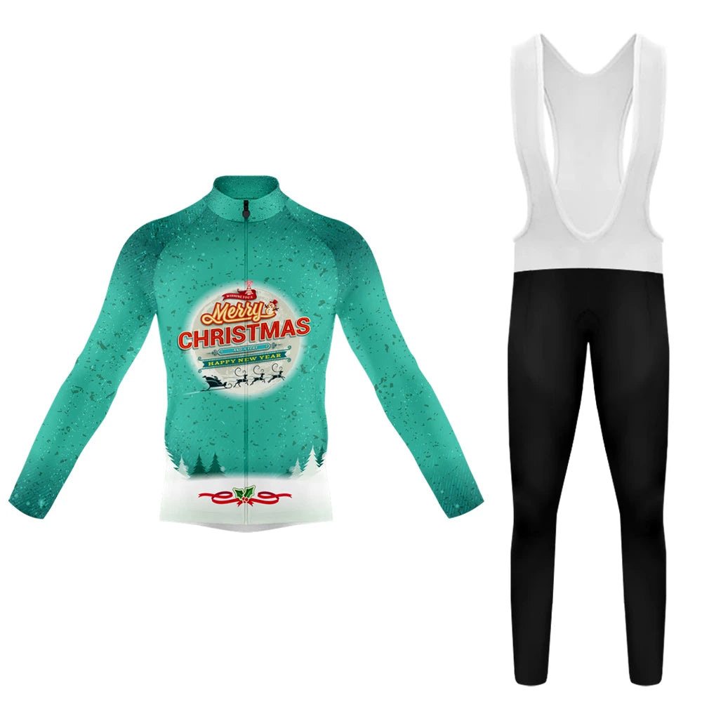 Merry Christmas Santa Claus Men's Long Sleeve Cycling Kit