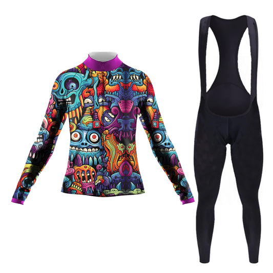 Alien Creatures Multicolor Women's Long Sleeve Cycling Kit