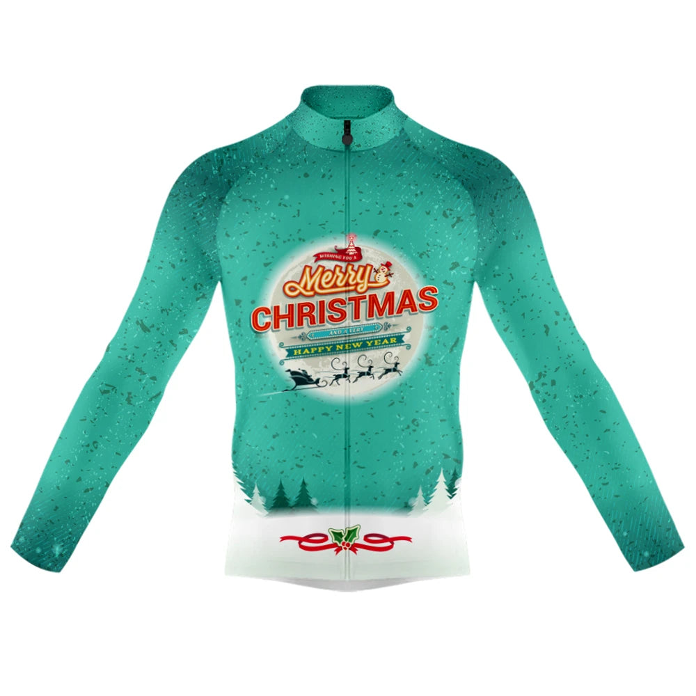 Ensemble de cyclisme à manches longues pour homme avec inscription « Joyeux Noël, Père Noël »