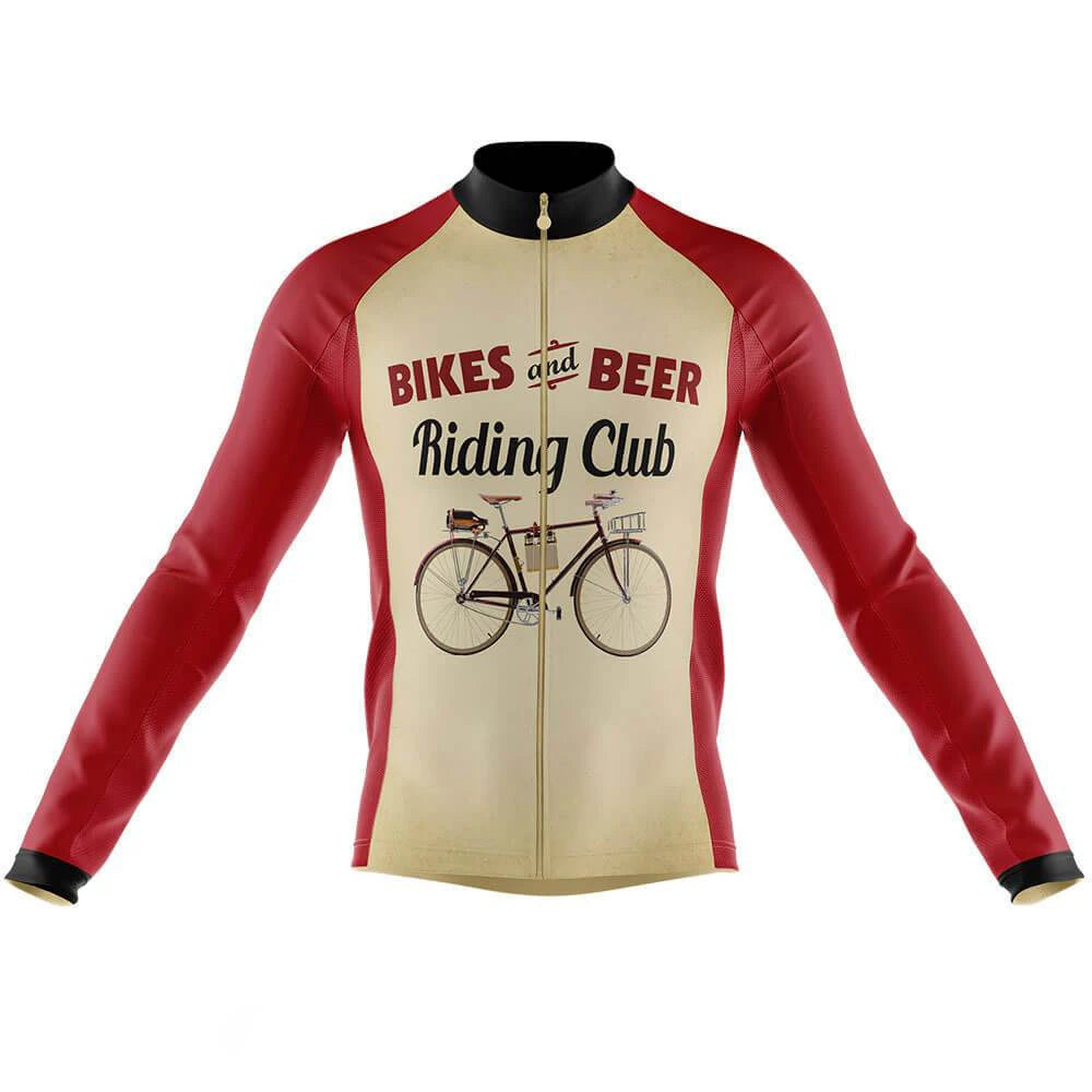 Retro Beer Riding Club Vintage Men's Long Sleeve Cycling Kit