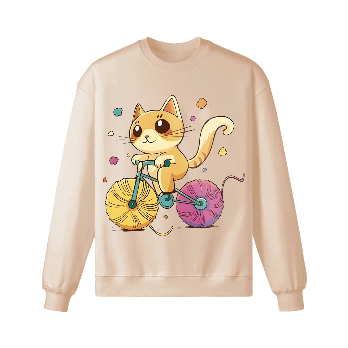 A Cartoon Cat Riding A Bicycle Sweatshirt