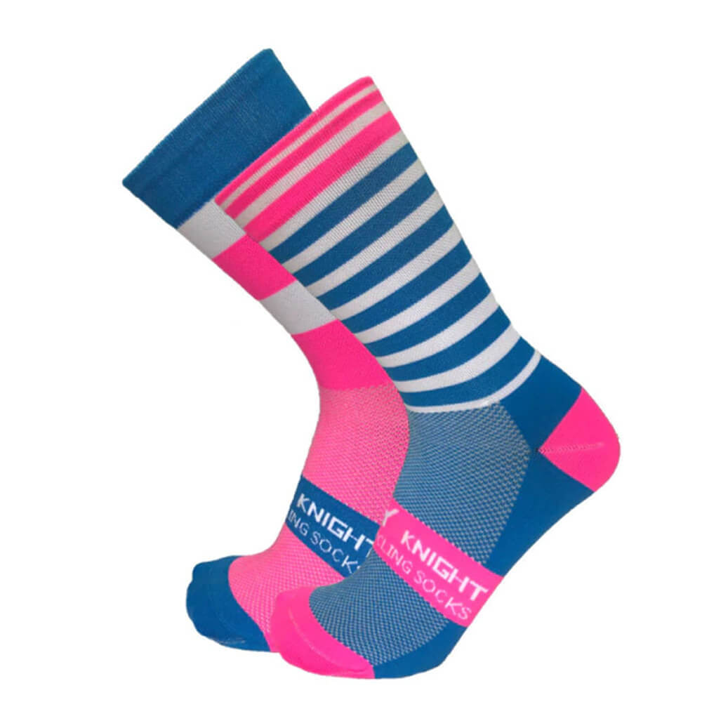 Blue Pink Stripes Cycling Socks