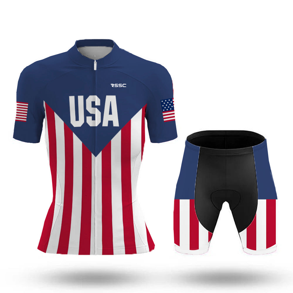 USA America Flag Women's Retro Cycling Kit | Rsscsports