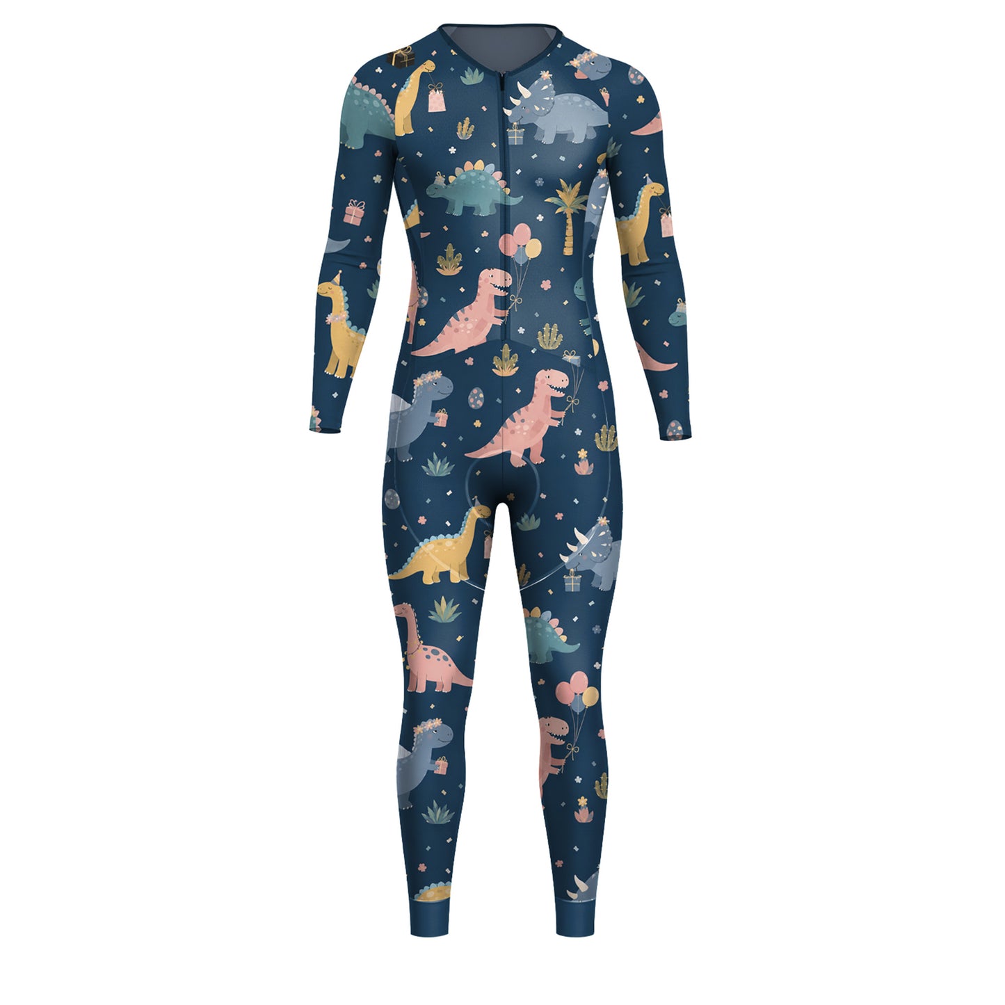 Dinosaur Pattern Men's Long Sleeve Long Triathlon Suit