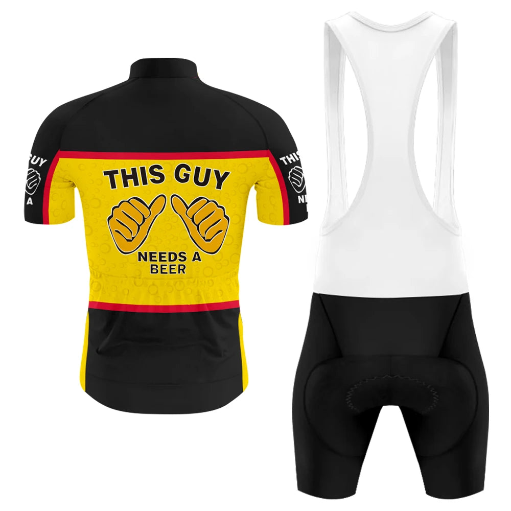 This Guy Needs A Beer Men's Short Sleeve Cycling Kit | Rsscsports