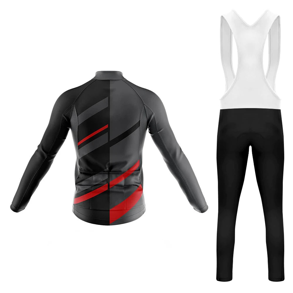 Grey Red Men's Long Sleeve Cycling Kit