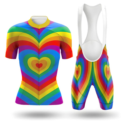 Rainbow Hearts Women's Short Sleeve Cycling Kit