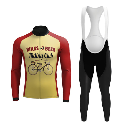 Retro Beer Riding Club Vintage Men's Long Sleeve Cycling Kit