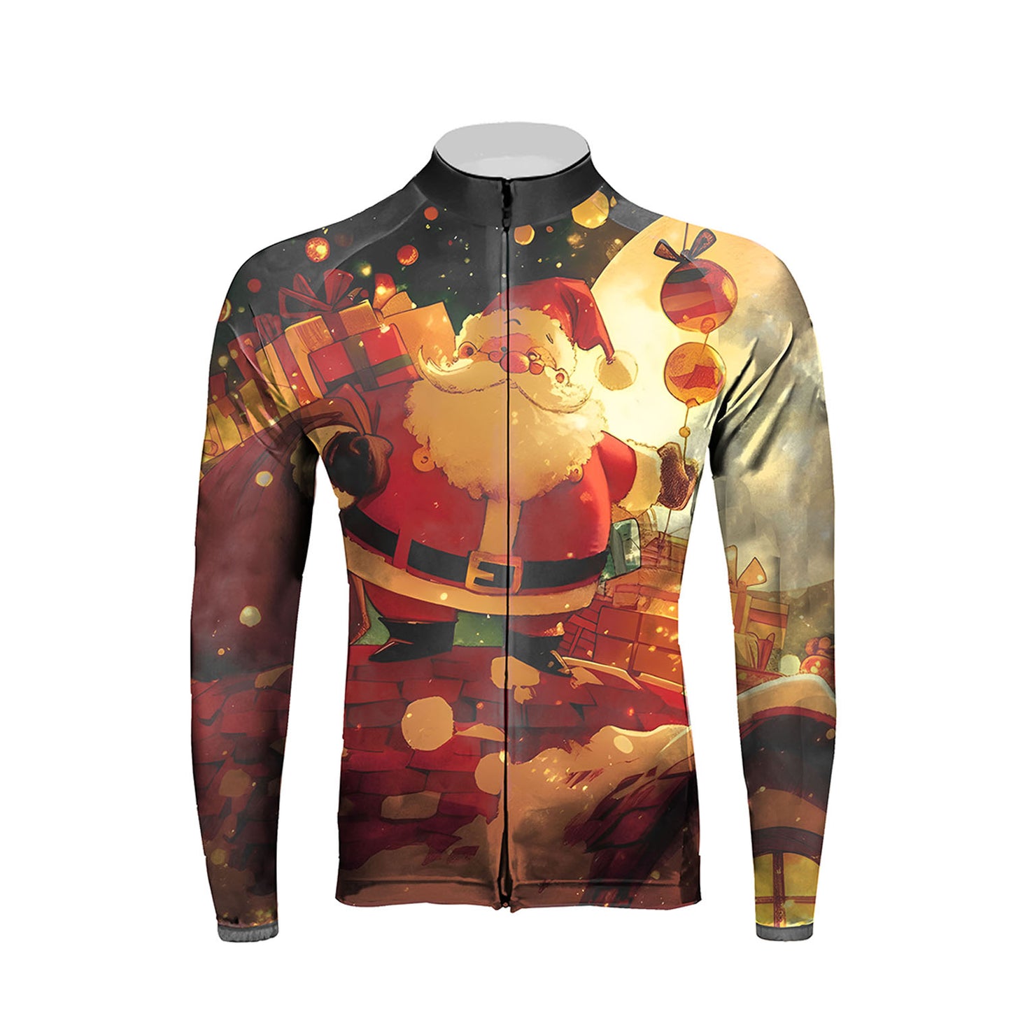 Santa Claus Comes To The House To Deliver Gifts Men's Long Sleeve Cycling Kit