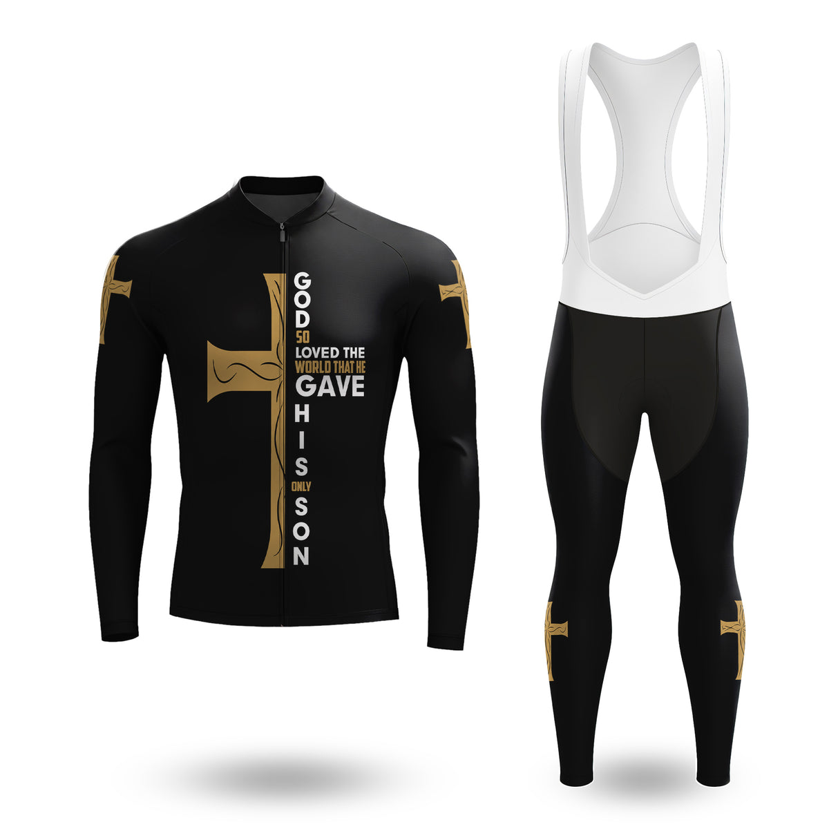 Ensemble de cyclisme à manches longues pour homme, croix chrétienne et Bible