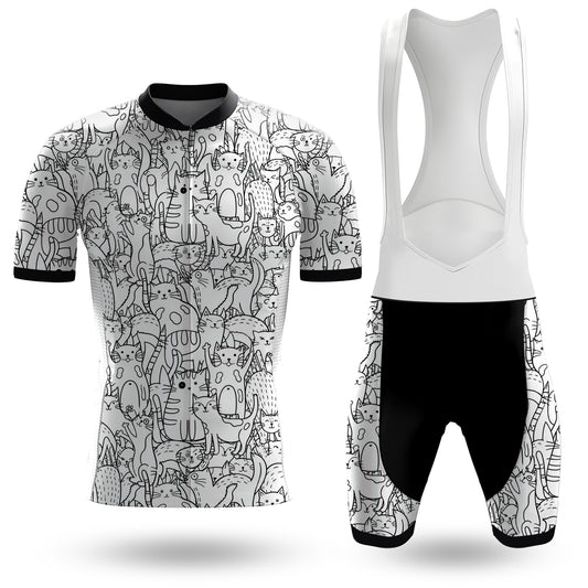 Conjunto de ciclismo de manga corta de gato blanco para hombre