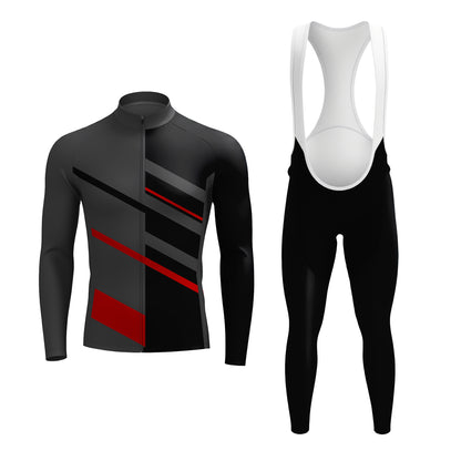 Grey Red Men's Long Sleeve Cycling Kit