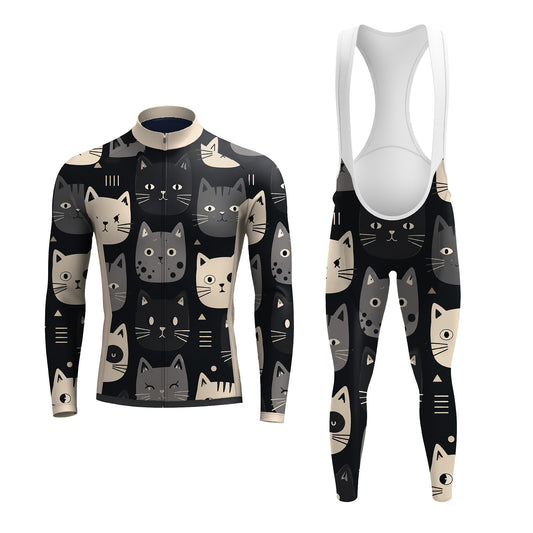 Happy Emoticon Cat Men's Long Sleeve Cycling Kit