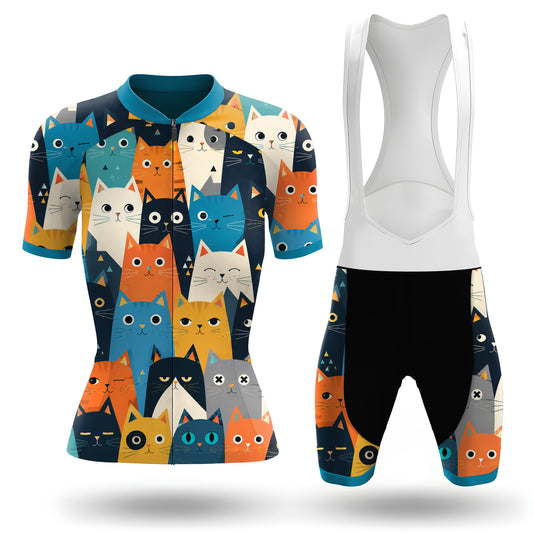 Tenue de cyclisme à manches courtes pour femmes avec chat cartoon