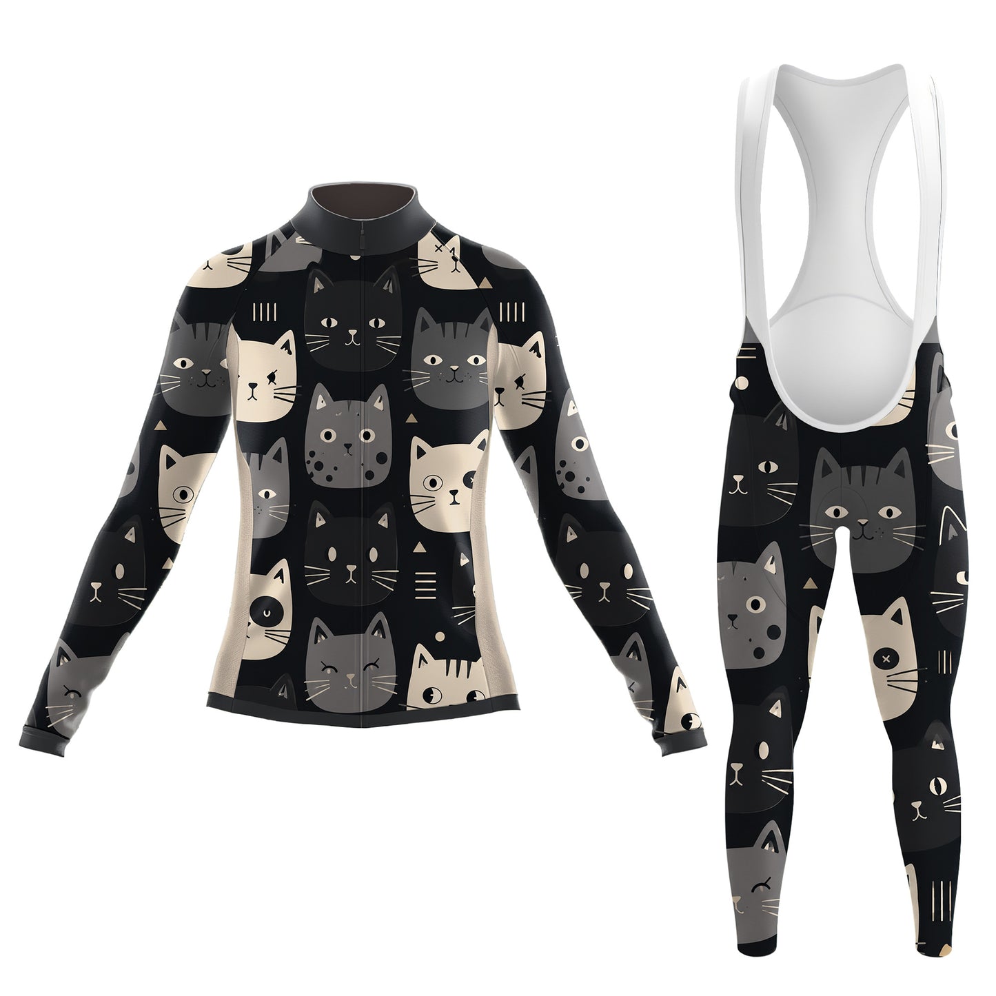 Happy Emoticon Cat Women's Long Sleeve Cycling Kit