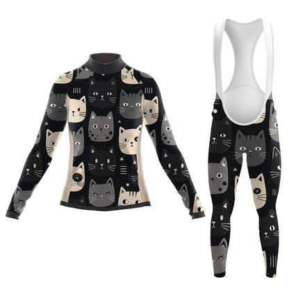 Happy Emoticon Cat Women's Long Sleeve Cycling Kit