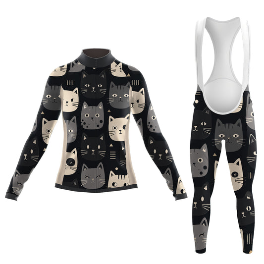 Happy Emoticon Cat Women's Long Sleeve Cycling Kit