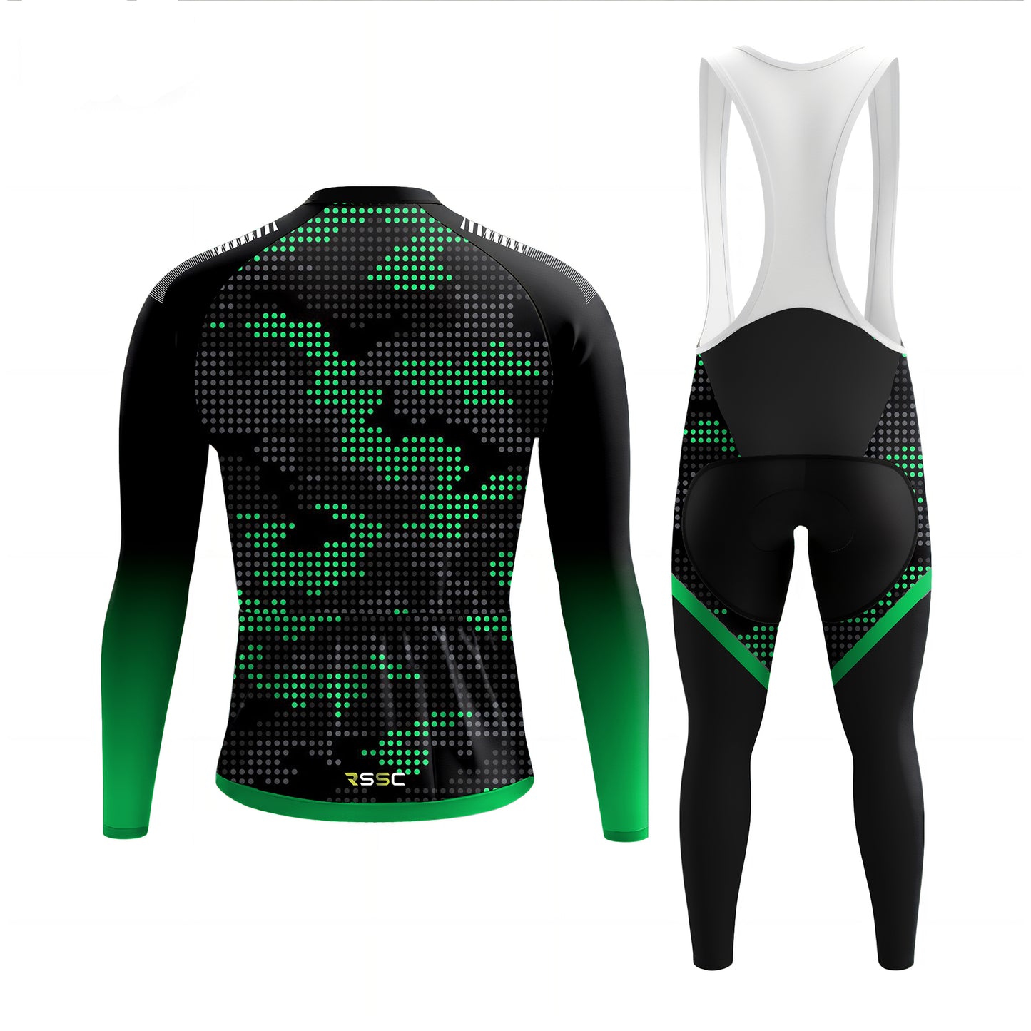 Green Pop Art Men's Long Sleeve Cycling Kit
