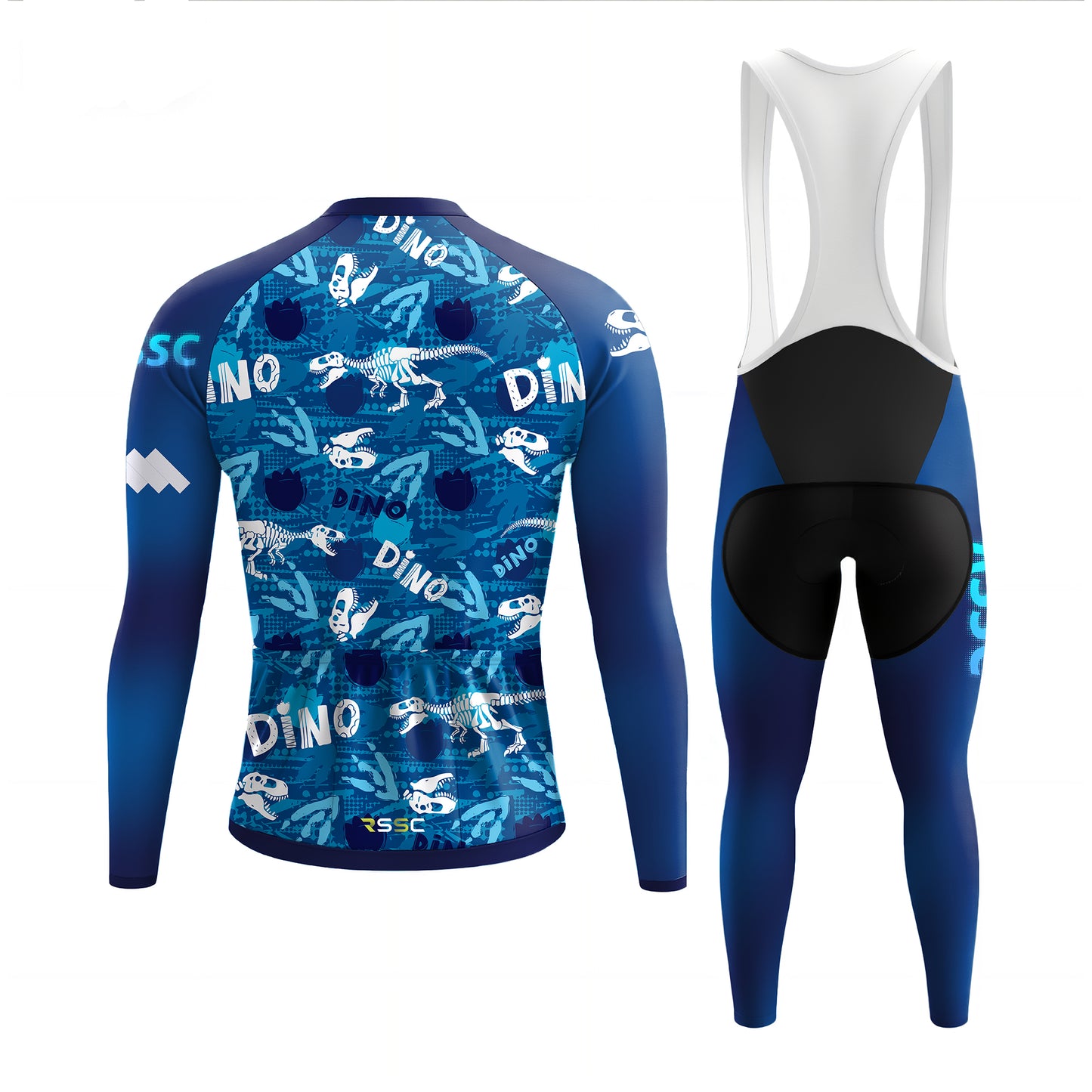 Dino Fossil Blue Men's Long Sleeve Cycling Kit