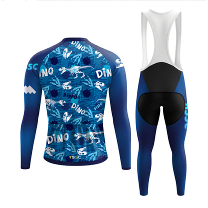 Dino Fossil Blue Men's Long Sleeve Cycling Kit