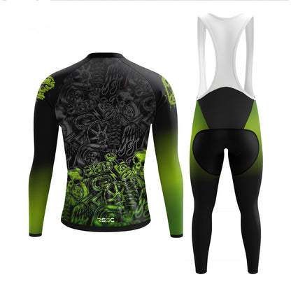 Green-Lit Skull Men's Long Sleeve Cycling Kit