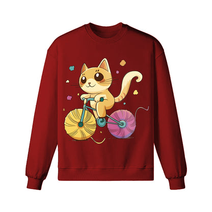 A Cartoon Cat Riding A Bicycle Sweatshirt