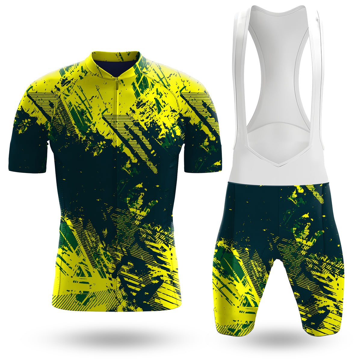 Conjunto de ciclismo de manga corta con textura amarilla para hombre
