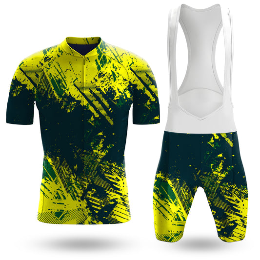 Conjunto de ciclismo de manga corta con textura amarilla para hombre