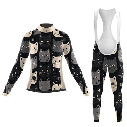 Happy Emoticon Cat Women's Long Sleeve Cycling Kit