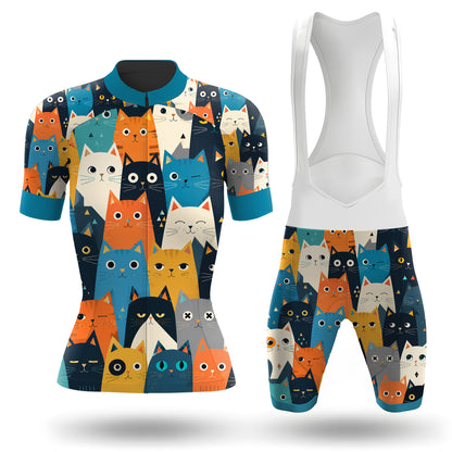 Cartoon Cat Women's Short Sleeve Cycling Kit