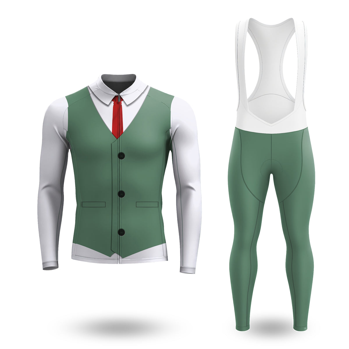 Conjunto ciclista de manga larga para hombre Matón elegante verde