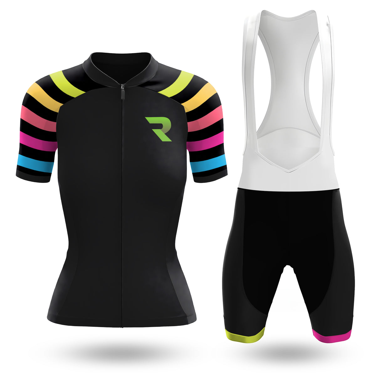 Colorful Black Women's Short Sleeve Cycling Kit